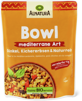 Alnatura Bio Bowl Méditerranée Épeautre, pois chiches et riz complet
