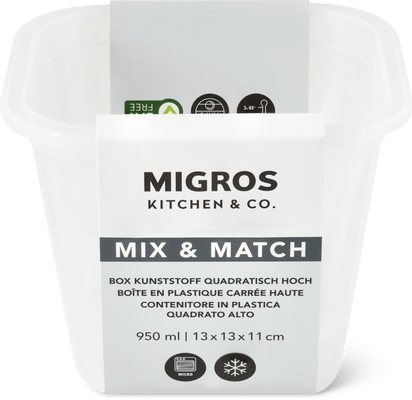 Migros Kitchen & Co. Contenitore in plastica alto quadrato, 0,95 l