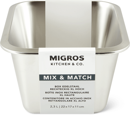 Migros Kitchen & Co. Contenitore in acciaio inox alto rettangolare, XL 2,3 l