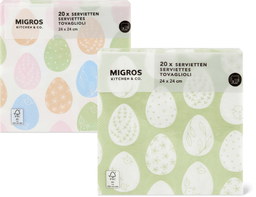 Migros Kitchen & Co. Serviettes en papier À motifs, 33 x 33 cm