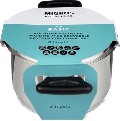 Migros Kitchen & Co. Basic Pentola con coperchio ø 18 cm, 2,5 l