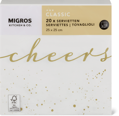 Migros Kitchen & Co. Papierservietten Gemustert, 25x25cm