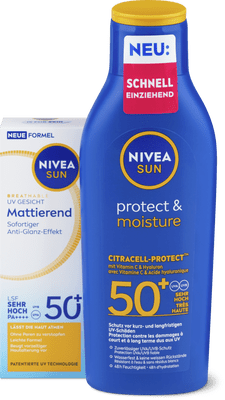 Nivea Sun Mixpack Protect & Moisture Sonnenschutz-Lotion LSF 50+ & UV Face Shine Control LSF 50