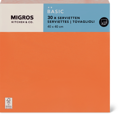 Migros Kitchen & Co. Papierservietten Orange, 40x40cm