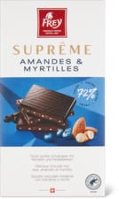 Frey Suprême Plaque de chocolat Amandes & Myrtilles 72% cacao