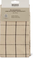 Linges de cuisine en lot de 2, beige à carreaux (Couleur: Beige)