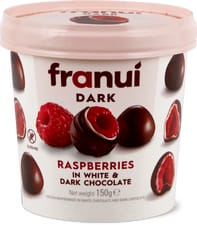 Franui Raspberries in white and dark chocolate