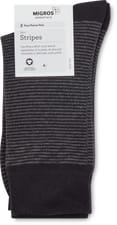 BIO Men's socks Stripes 2-prs (Farbe: black, Grösse: 39-42)