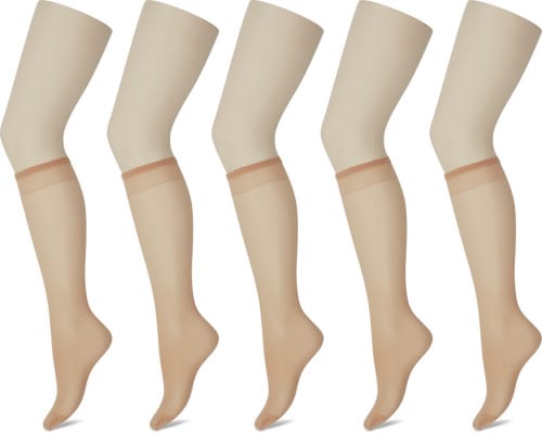 Damen Kniestrümpfe (Grösse: one size, Farbe: porcelaine)