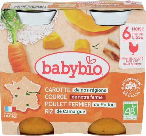 babybio Bio Carotte, butternut et poulet 6 mois et +