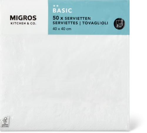 Tovaglioli di carta bianco, 40 x 40 cm (Colore: BIANCO)