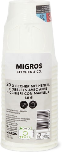 Cup with Handle, Paper, 1.8 dl