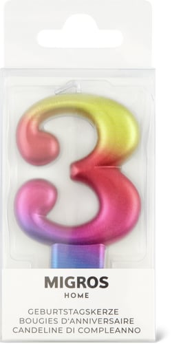 Birthday Candle Number 3 Rainbow