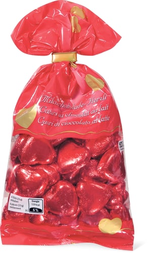 Milchschokolade-Herzli Rot