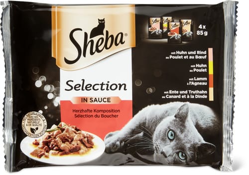 Sheba Selection in Sauce Sélection du boucher Poulet, bœuf, agneau, canard, dinde