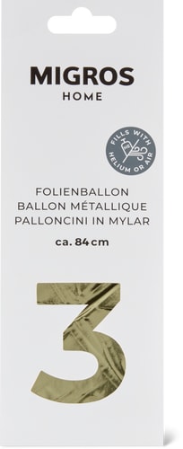 Foil Balloon Number 3 Gold (Art: ZAHL 3)