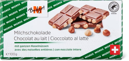 Chocolate bar Milk with whole hazelnuts