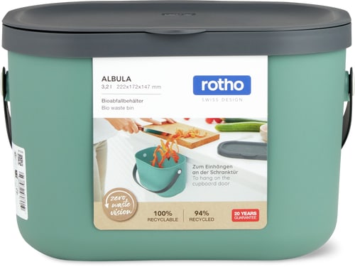 Albula Bio Waste Bin Green, 3.2 L