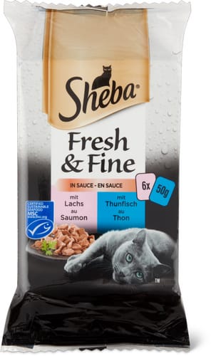 Sheba Fresh & Fine MSC In sauce with salmon and tuna