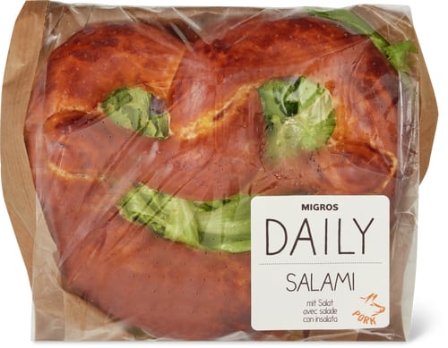 brezel with salami