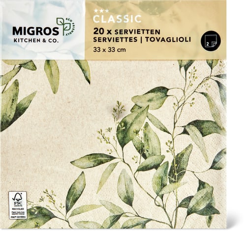 Paper Napkins Patterned, 33 x 33 cm, Recycled