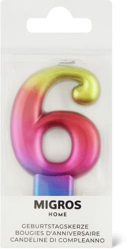 Birthday Candle Number 6 Rainbow
