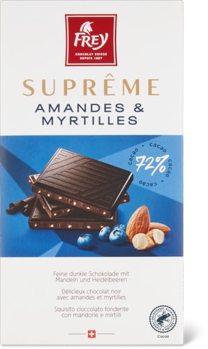 Suprême  Chocolate bar Amandes & Myrtilles 72% cocoa