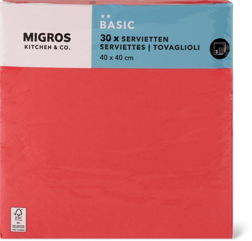 Paper Napkins Red, 40 x 40 cm