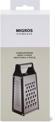 Four-Sided Laser-Cut Box Grater Black, Silvery, Stainless Steel, 10.8 x 8 x 22.8 cm