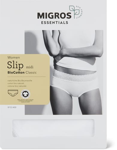 Ladies’ Midi Briefs Organic Cotton Classic (Farbe: white, Grösse: S)