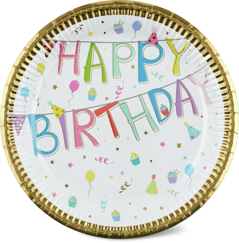 Happy Birthday Paper Plate Ø23 cm