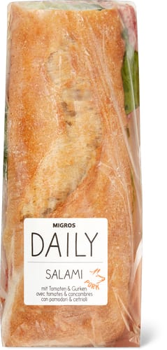 Daily Salami Baguette With Tomato & Cucumber