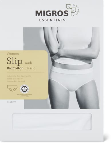 Ladies’ Midi Briefs Organic Cotton Classic (Farbe: white, Grösse: S)