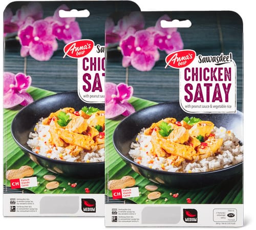 Chicken Satay mit Erdnuss Sauce & Gemüsereis