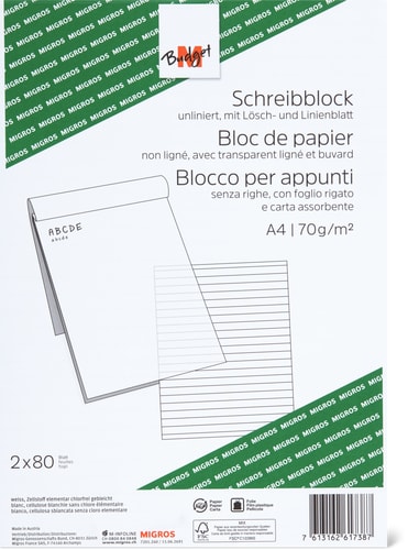 Writing Pad A4 Plain 2 x 80 Sheets 70 g