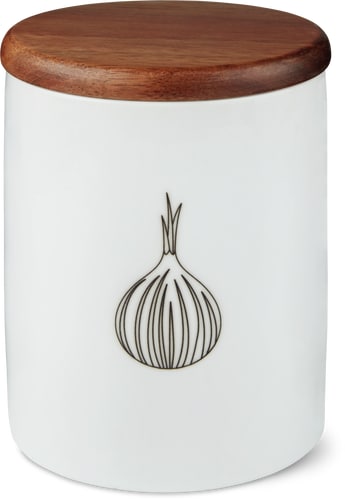 Portacipolle bianco, porcellana, silicone, legno, Ø 12,3 x 15 cm