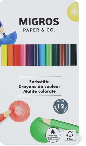 Coloured Pencils in Metal Box  12 Pcs