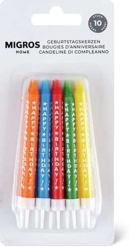 Happy Birthday Print Birthday Candle Multicoloured