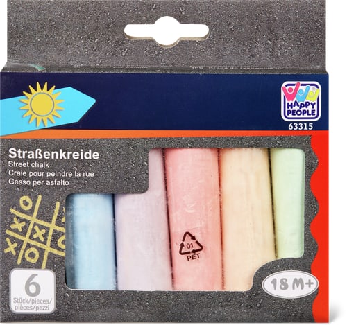 Gessetti da strada 6 pezzi, 2 x 10 cm, diversi colori
