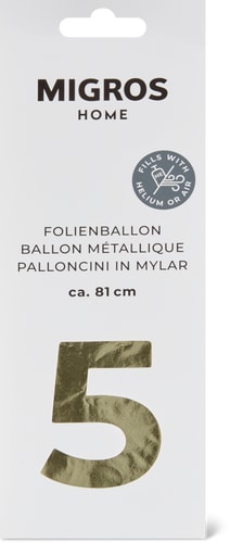 Foil Balloon Number 5 Gold (Art: ZAHL 5)