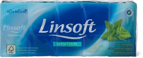 Menthol handkerchiefs 4-ply with eucalyptus oil