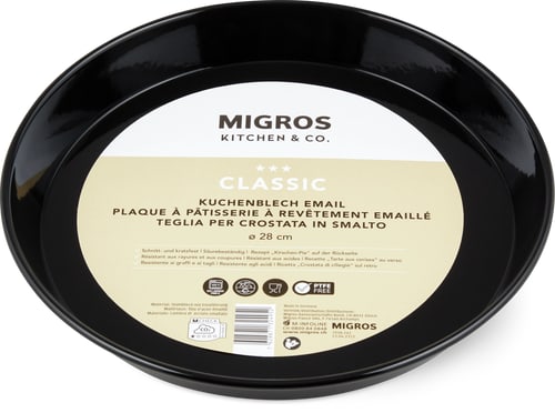 Classic Cake Tray 28 cm, Enamel, Black