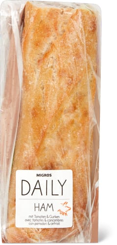 Daily Ham Baguette With Tomato & Cucumber