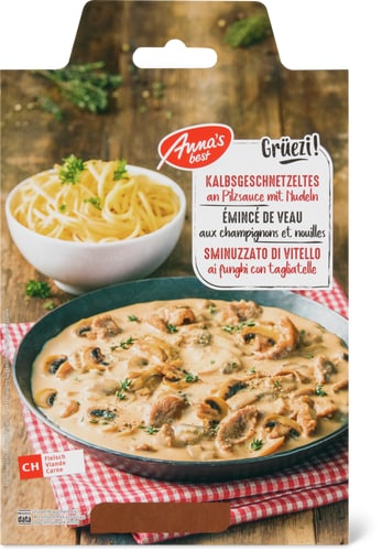 Veal Strips With Mushroom Sauce and Pasta