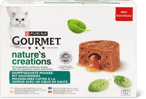 Nature's Creations Mousse with sauce heart rich in deep-sea fish, chicken, cod and beef