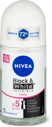 Black & White roll-on deodorant, Invisible Clear 72h, antiperspirant