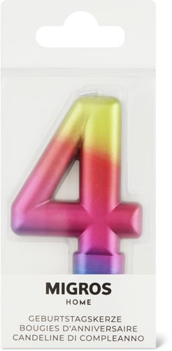 Birthday Candle Number 4 Rainbow