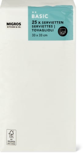 Paper Napkins White, 1/8 Fold 33 x 33 cm (Farbe: white, Grösse: 000)