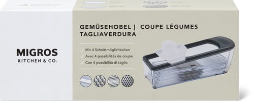 Tagliaverdure con 4 opzioni di taglio grigio, trasparente, acciaio inox, 25 x 8 x 9 cm