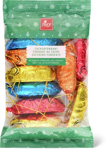 Baumschmuck dunkle Schokolade mit Zuckerfondantfüllung